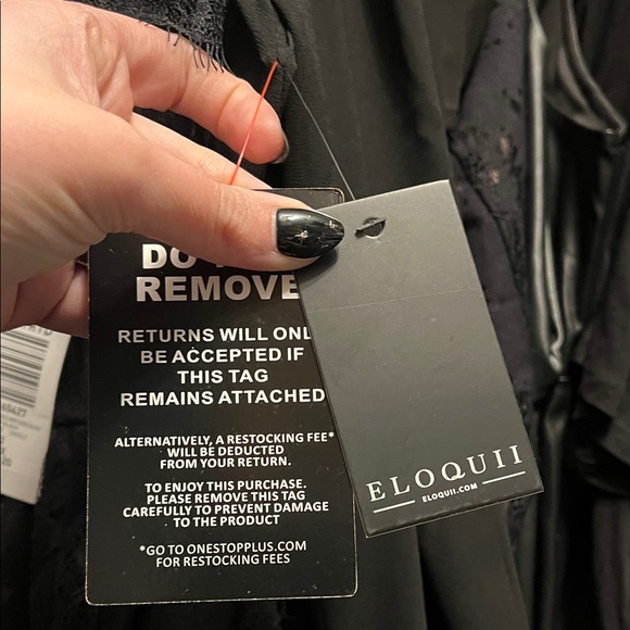 Eloquii Sheer Black Blouse with Lace Trim - Picture 10 of 10